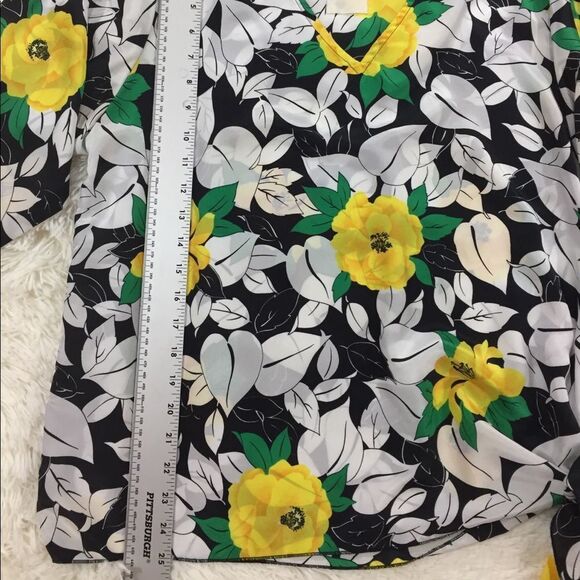 Vintage Teddi Of California 70’s Yellow White Floral 3/4 Sleeve Blouse Size 10 - Picture 3 of 7